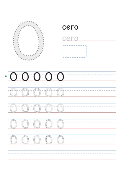 Número 0 para trazar con la palabra cero y 0 círculos para contar