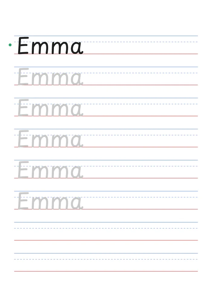 Name tracing worksheet preview with guide lines