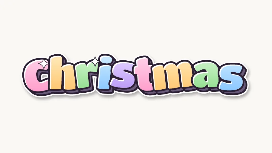 Christmas in cute pastel bubble letters
