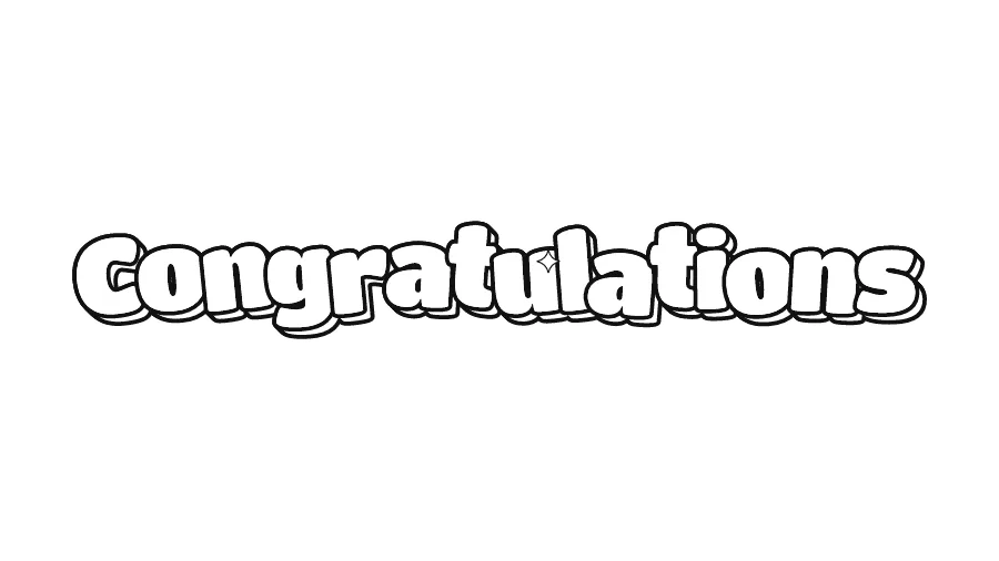 Congratulations in bubble letters, printable outline to color