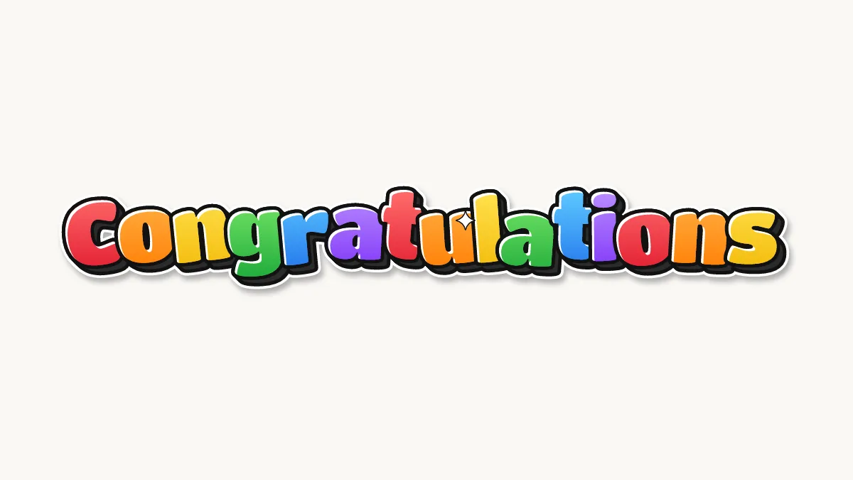 Congratulations in colored bubble letters