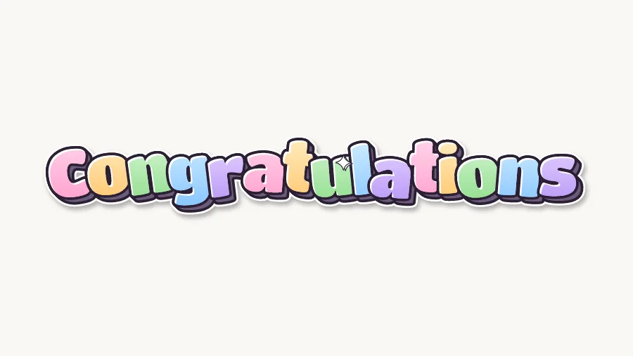 Congratulations in cute pastel bubble letters