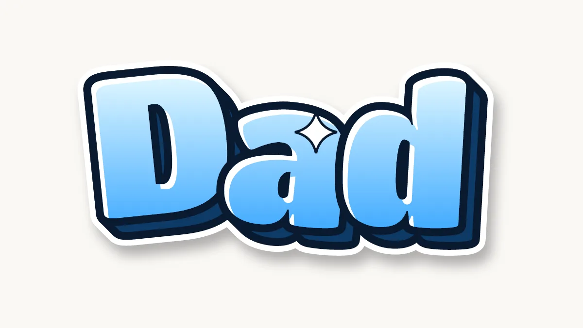 Dad in colored bubble letters