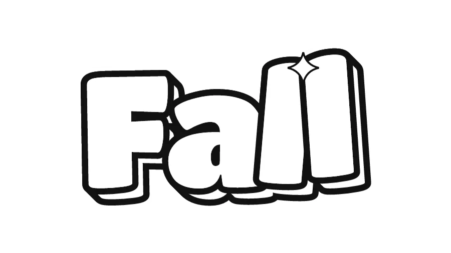 Fall in bubble letters, printable outline to color