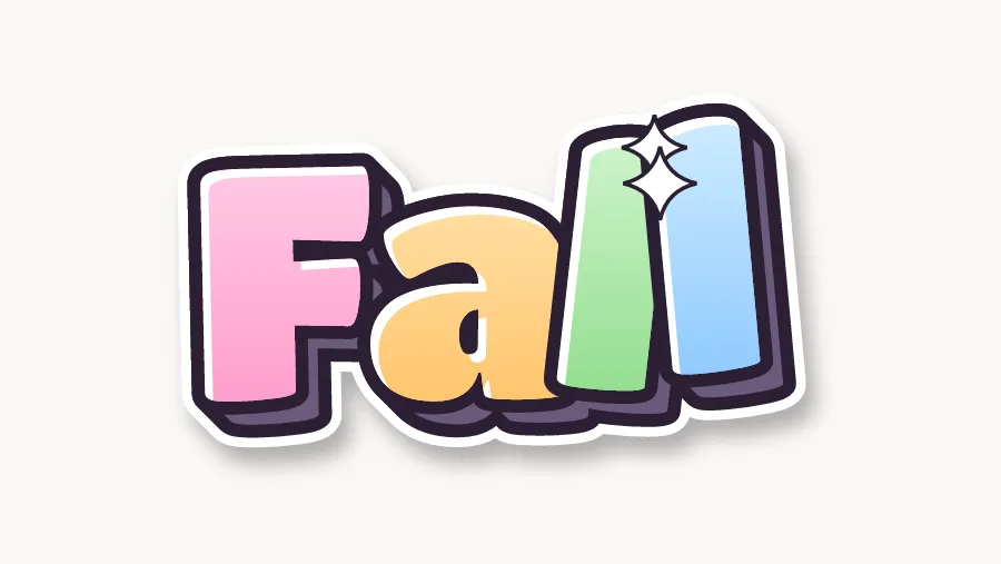 Fall in cute pastel bubble letters