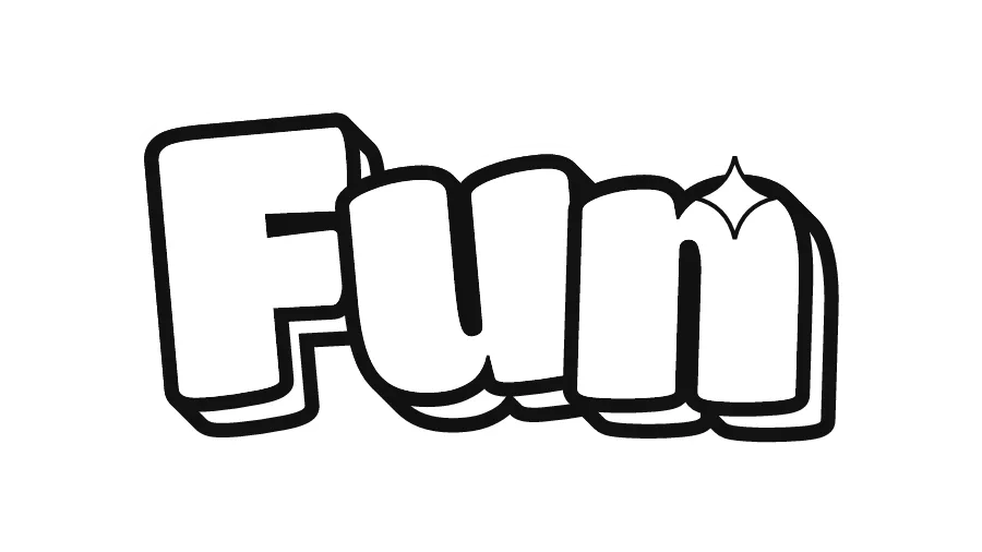 Fun in bubble letters, printable outline to color