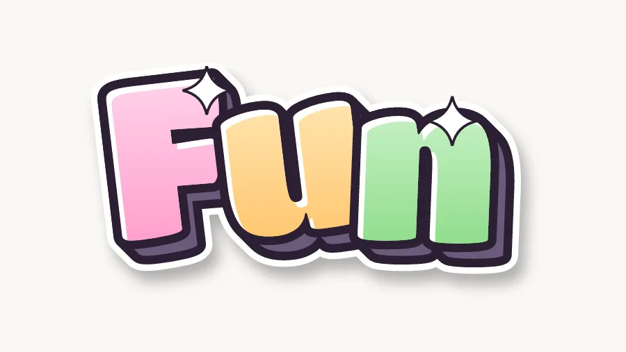 Fun in cute pastel bubble letters