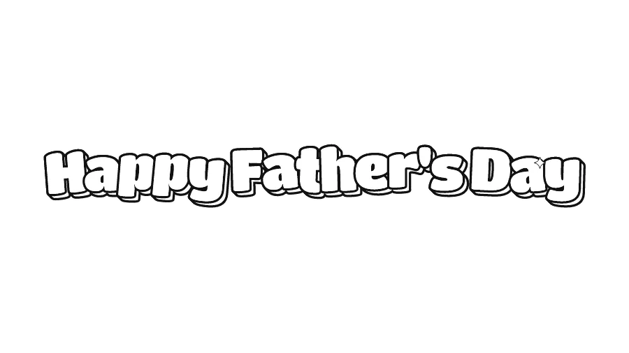 Happy Father's Day in bubble letters, printable outline to color