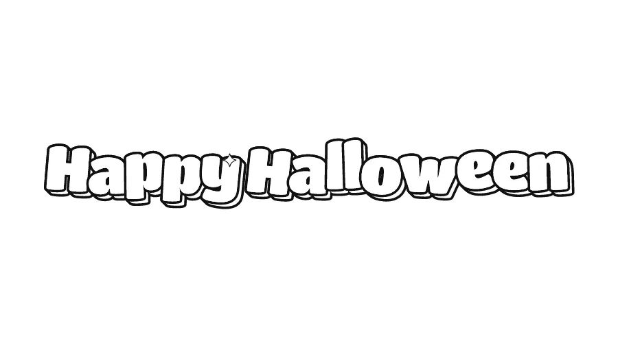 Happy Halloween in bubble letters, printable outline to color