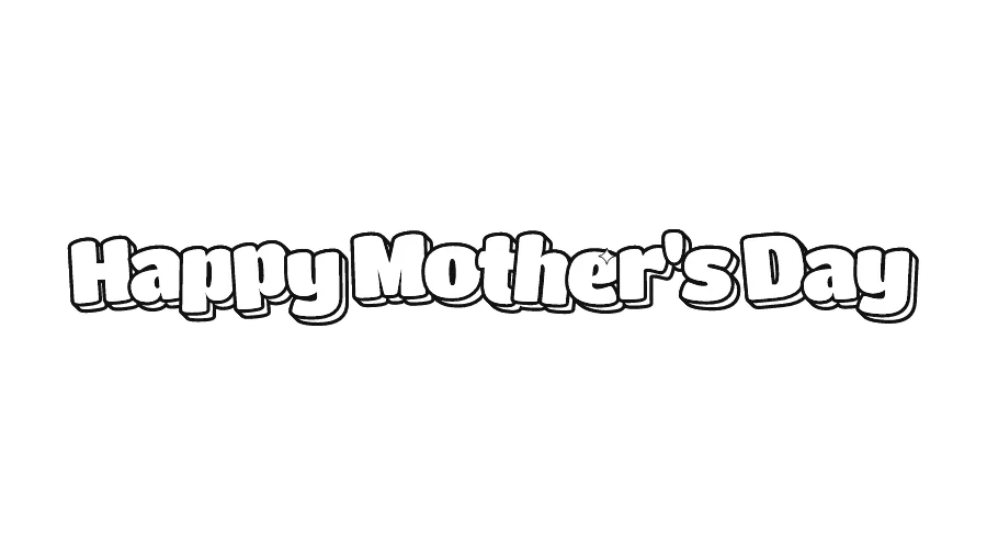 Happy Mother's Day in bubble letters, printable outline to color