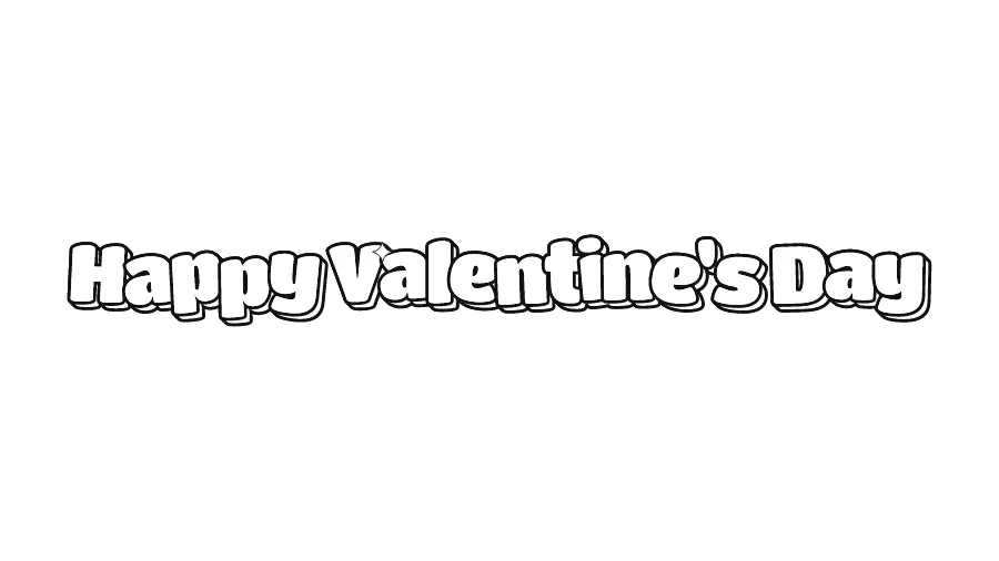 Happy Valentine's Day in bubble letters, printable outline to color