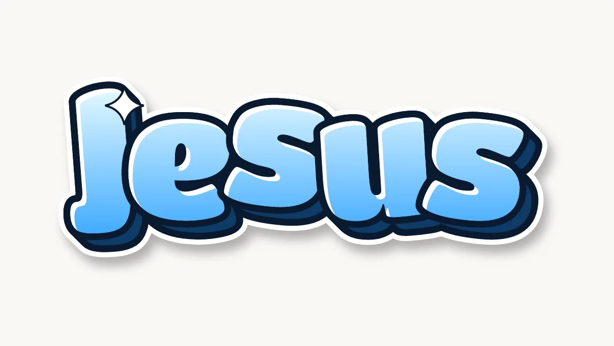 Jesus in colored bubble letters