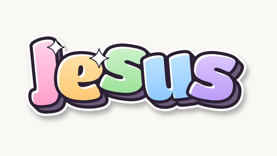 Jesus in cute pastel bubble letters