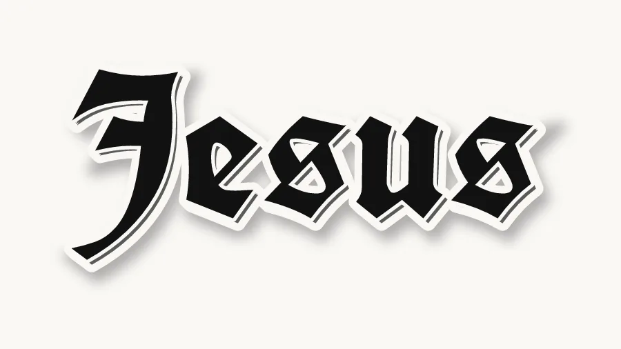 Jesus in old english graffiti letters