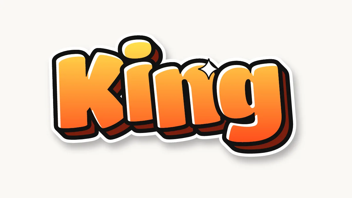King in colored bubble letters