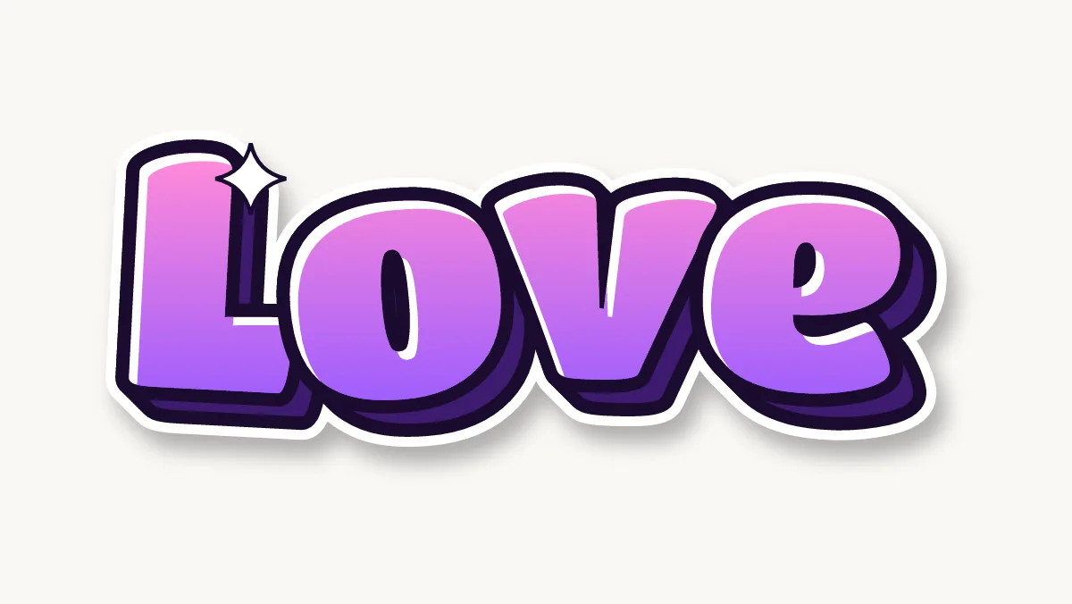 Love in colored bubble letters