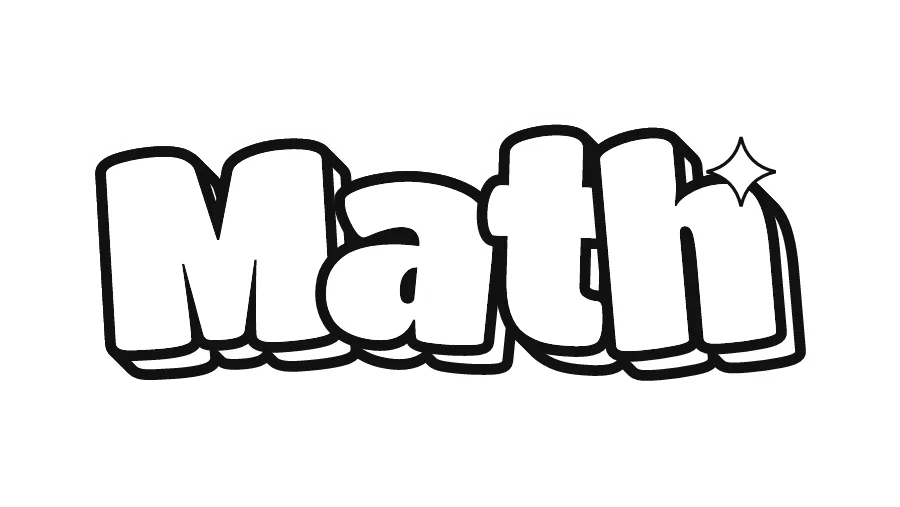 Math in bubble letters, printable outline to color