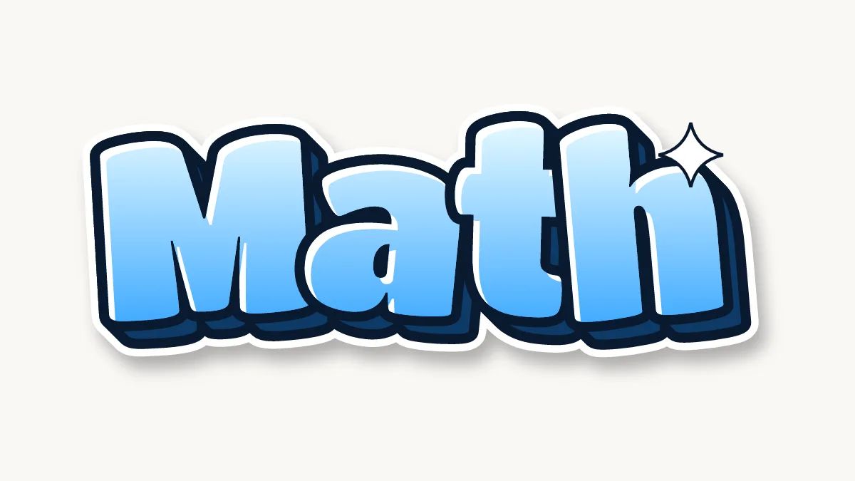 Math in colored bubble letters