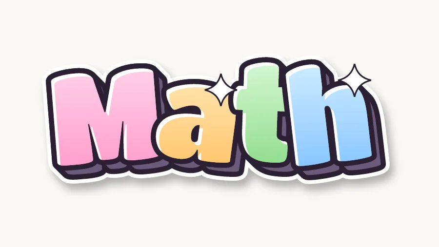 Math in cute pastel bubble letters