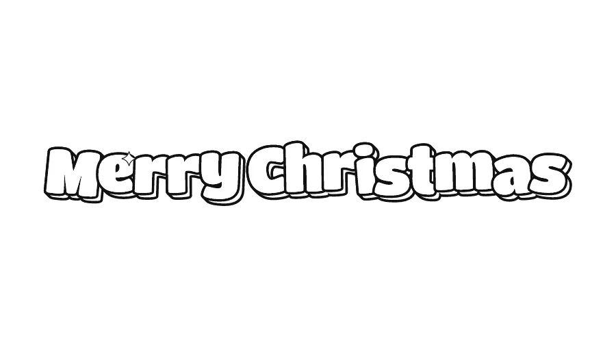 Merry Christmas in bubble letters, printable outline to color