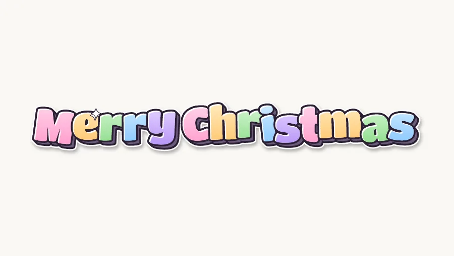 Merry Christmas in cute pastel bubble letters