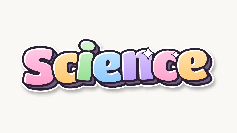 Science in cute pastel bubble letters