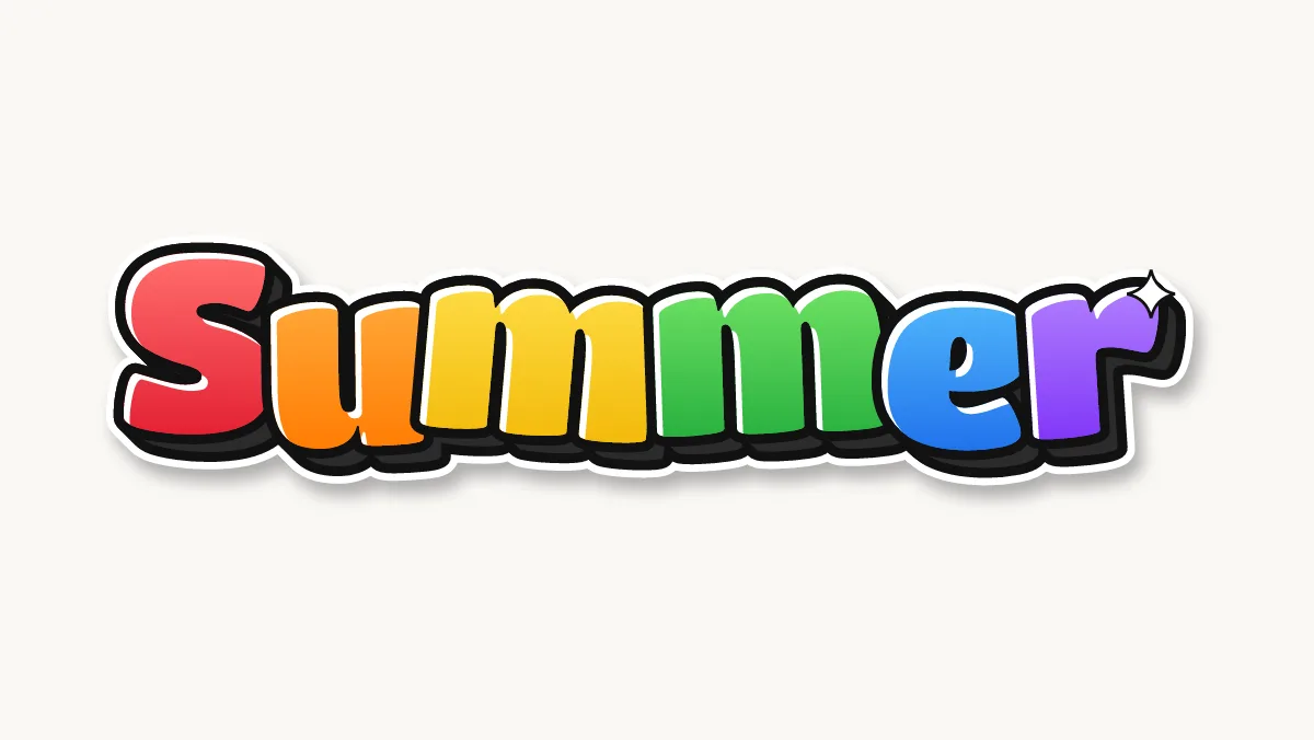 Summer in colored bubble letters