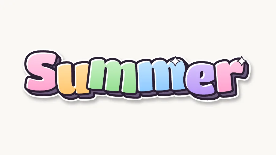 Summer in cute pastel bubble letters