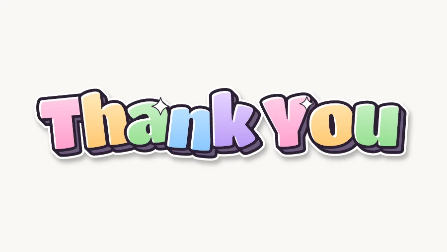 Thank You in cute pastel bubble letters