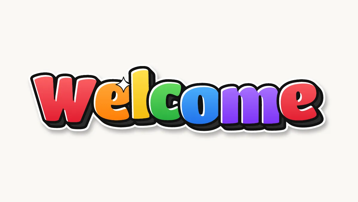 Welcome in colored bubble letters